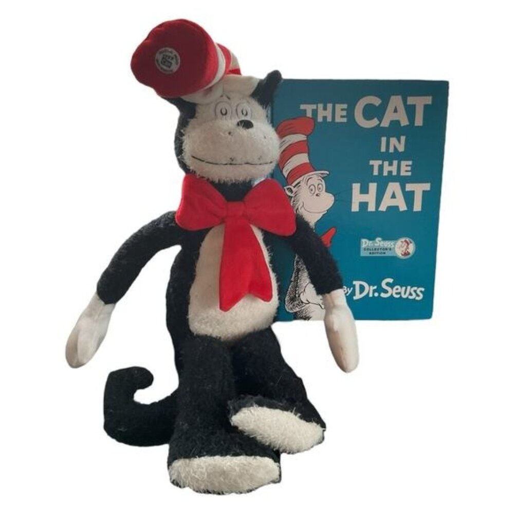 Dr. Seuss Cat In The Hat Plush Kohls Cares Book 18" Black & White Stuffed Toy